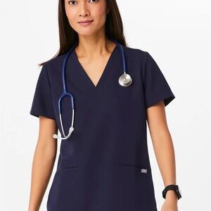 FIGS, Small Casma 3 pocket, Navy V-Neck Women's Scrub Top